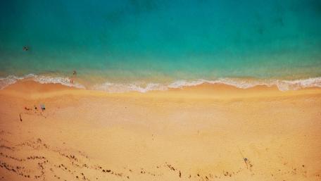 Sandy Shores from Above: Aerial Beach View wallpaper