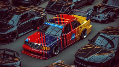 Vibrant Mercedes Amid Classic Elegance wallpaper
