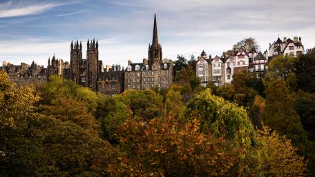 Autumn Serenity in a Historic Cityscape wallpaper