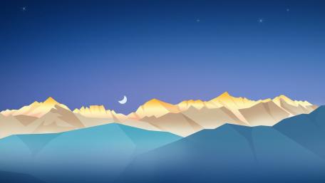 Half moon over the mountains wallpaper
