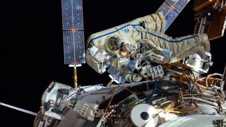 Artemyev and Skvortsov ISS Spacewalk wallpaper