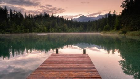 Pier to a lake wallpaper