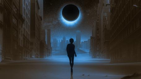 Lone girl in the dark wallpaper