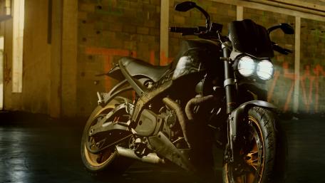 Sleek Cruiser Motorcycle in Urban Setting wallpaper