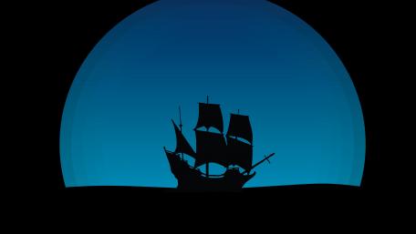 Three-master ship silhouette wallpaper