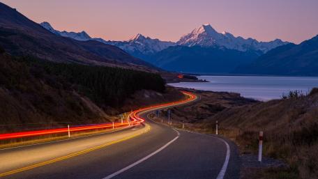 Majestic Mountain Road at Twilight wallpaper