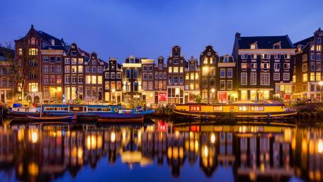 Amsterdam night reflection wallpaper