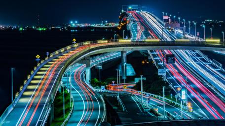 Tokyo Bay Aqua-Line Light Trails wallpaper