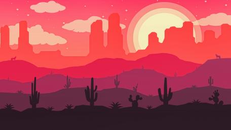 Wasteland sunset silhouette wallpaper