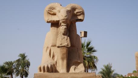 Ancient Egyptian Ram Statue at Historic Site wallpaper