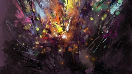 Colorful silhouette abstract artwork wallpaper