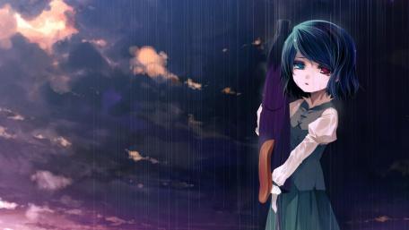 Anime girl in rain wallpaper