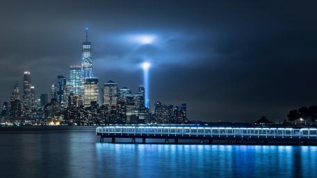 Manhattan skyline at night wallpaper
