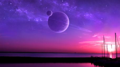 Purple ringed planet wallpaper