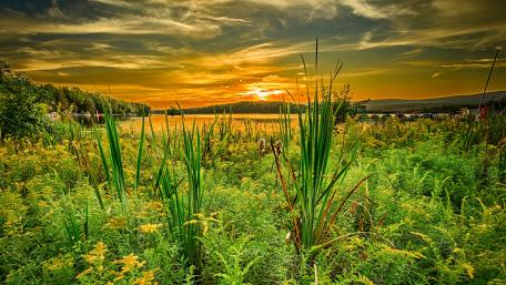 Theatrical sunset scenery wallpaper