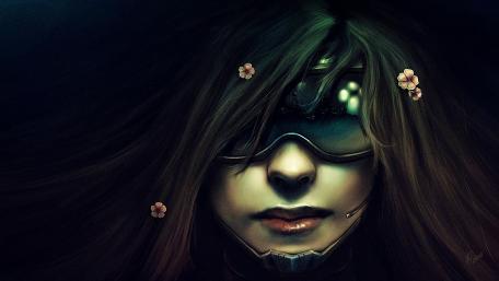 Futuristic cyberpunk asian girl wallpaper