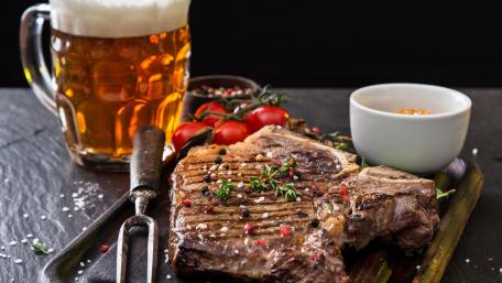 Savory Steak and Beer Delight wallpaper