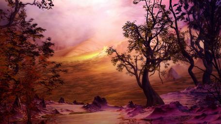 Ethereal Landscape at Dusk wallpaper