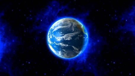 Radiant Earth Against Cosmic Background wallpaper