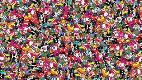 Vibrant Sticker Explosion Wallpaper wallpaper