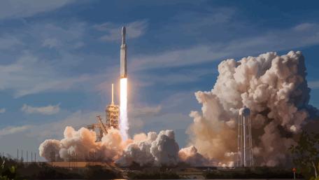 SpaceX Falcon Heavy rocket launch illustration wallpaper