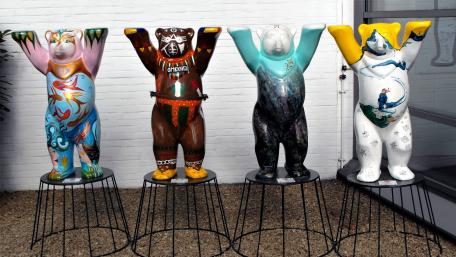 Colorful Bear Statues Bring Joy and Laughter wallpaper