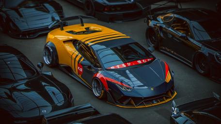 Bold Lamborghini in a Stunning Car Collection Showcase wallpaper