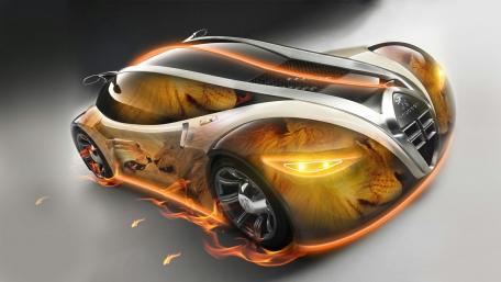 Fantastic Fire Lion Peugeot wallpaper