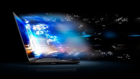 Hyper-Speed Laptop Unleashing Digital Power wallpaper