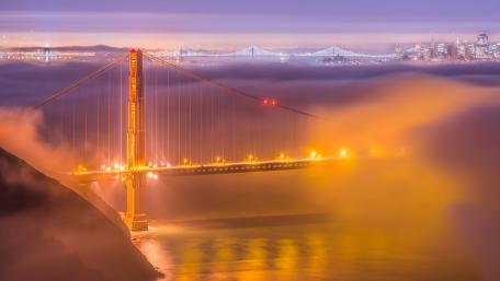 Golden Gate Bridge between the clouds wallpaper