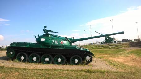 Tanks on Display in a Scenic Setting wallpaper