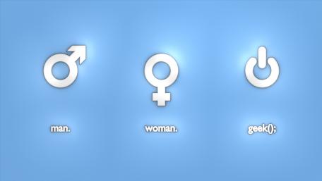 Man-woman-geek wallpaper