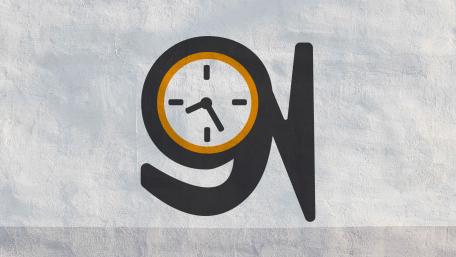 Modern Symbolic Clock Design for Innovative Spaces wallpaper