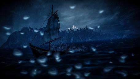 Sailing ship on the rough sea wallpaper