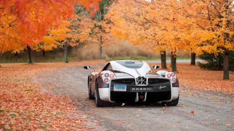 Pagani Huayra in the fall forest wallpaper