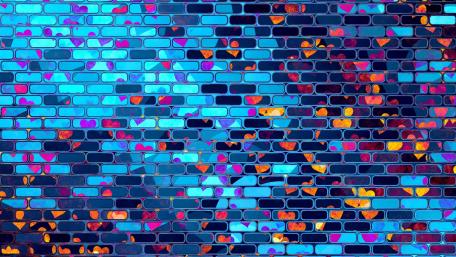 Abstract hearts on a brick wall wallpaper