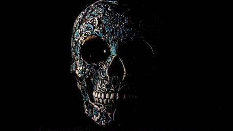 Sugar skull with Mexican pattern wallpaper