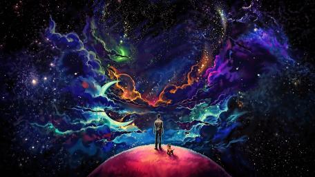 Little Prince with Fox - Colorful Science Fiction Fantasy Art wallpaper