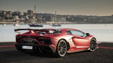 Red Lamborghini Aventador SVJ wallpaper