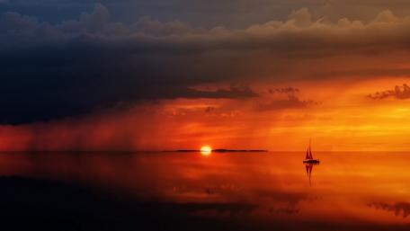 Sailboat at sundown wallpaper