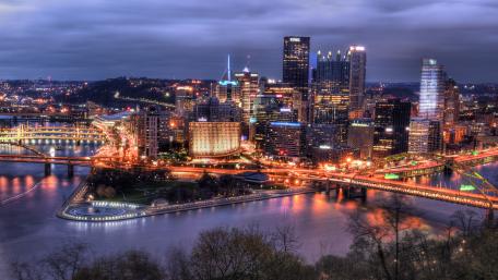 Stunning Dusk Over a Vibrant Cityscape wallpaper