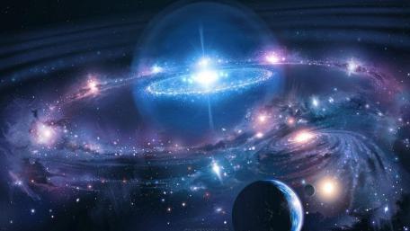 In the center of a galaxy wallpaper