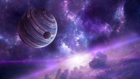 Planet with moon wallpaper