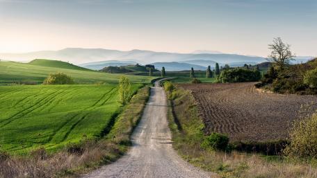 Serene Highland Roadway at Dawn wallpaper