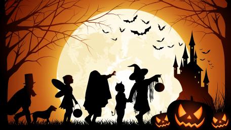 Kids at halloween night wallpaper