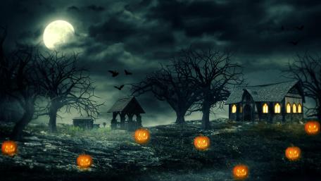 Full moon at Halloween night wallpaper