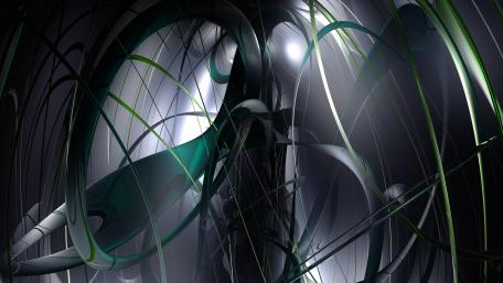 Green and grey digital art wallpaper