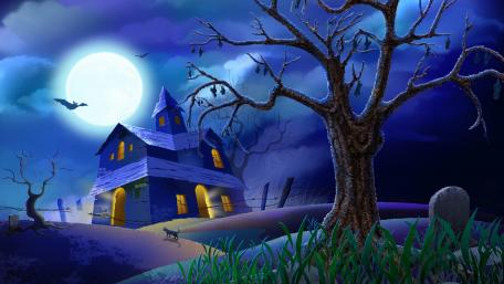 Bats hanging on a tree - Halloween art wallpaper