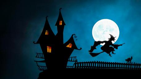 Witch in the full moon wallpaper