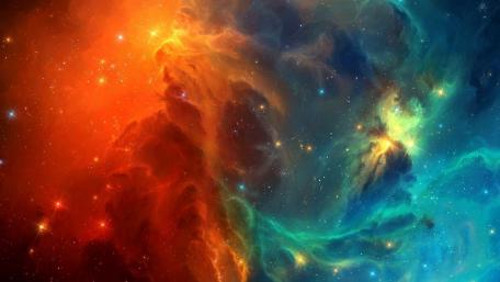 Red and blue nebula wallpaper